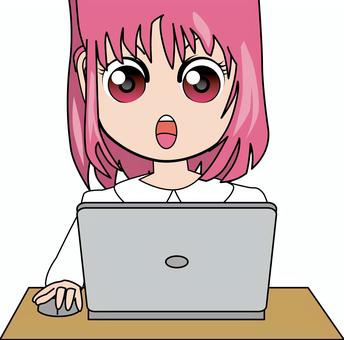 ノートパソコン調べる ノートパソコン,調べる,ネット,学習,関心,学ぶ,情報,表情,アニメ,顔のイラスト素材