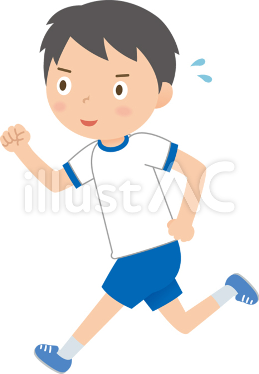 走る男子中高校生（体操着） 中学生,高校生,走るのイラスト素材