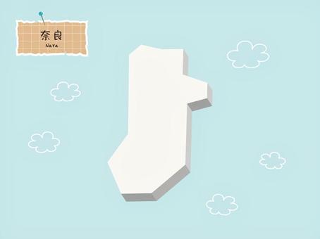 3Dがかわいい日本地図-29【奈良】 地図,奈良,日本,3d,シンプル,雲,かわいい,手書き,近畿のイラスト素材