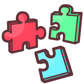 パズルのピース　デフォルメイラスト パズル,カラフル,欠片,バラバラ,透過素材,ジグソーパズル,ピース,組み合わせ,時間つぶし,ホビーのイラスト素材