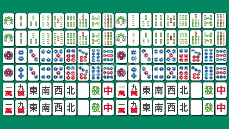 麻雀牌の壁紙ノーマル05（三麻） 麻雀,牌,壁紙のイラスト素材