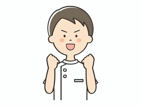 やる気いっぱいな男性看護師 やる気いっぱいな男性看護師 やる気,頑張る,元気,頑張ろう,応援,ガッツポーズ,向上心,ファイト,挑戦,努力のイラスト素材