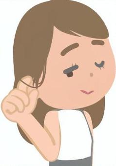 耳に髪をかける女性 髪,耳,かける,仕草,色気,色っぽい,ノースリーブ,美人,女性のイラスト素材