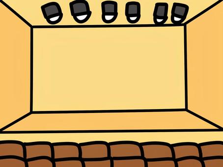 コンサートホール　 コンサート,ホール,発表会,ピアノ,会場,黄色,シンプル,ステージ,舞台,演奏会のイラスト素材