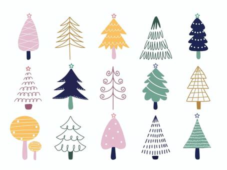 北欧テイストの木セット 北欧テイストの木セット 冬,雪,雪景色,ツリー,森,木,植物,自然,北欧,シンプルのイラスト素材