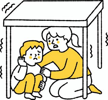 Illustration, earthquake, table, under, 