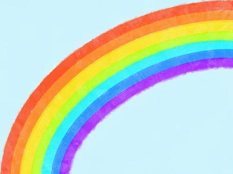 手描き青空とやわらかい水彩の虹の背景壁紙 虹,背景,空,水彩,カラフル,青空,やわらかい,自然,きれい,イラストのイラスト素材