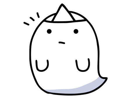 何かに気づくかわいい幽霊 幽霊,おばけ,ゴースト,心霊,気づく,分かる,発見,表情,感情,気持ちのイラスト素材