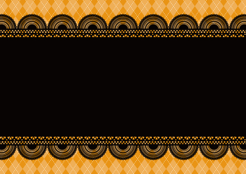 ゴシック風のレースとオレンジ色の背景素材 レース,洋風,ゴシック風,菱形,ライン,背景のイラスト素材