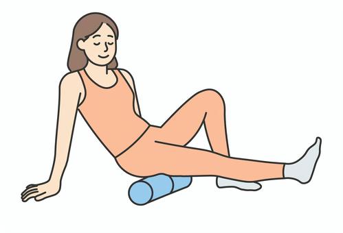 Illustration, fascia release, foam roller, stretch, 