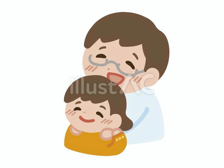 娘を抱きしめるお父さん（塗り） 父の日,6月,お父さんのイラスト素材
