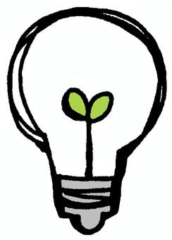 電球（ふたば） 電球,エコ,節電,電気,芽,葉,若葉,葉っぱ,双葉,新芽のイラスト素材