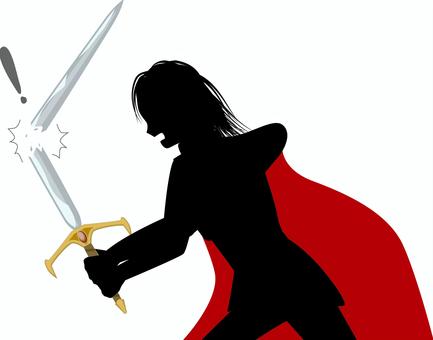勇者ピンチ 剣,折れる,破損,トラブル,ソード,武器,主人公,ピンチ,勇者,シルエットのイラスト素材