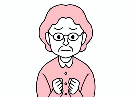 両手を握りしめて怒っている高齢者 両手,握り拳,手,高齢者,老女,老人,おばあちゃん,おばさん,おばあさん,女のイラスト素材