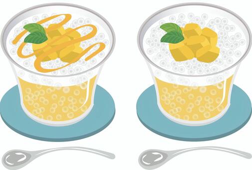 Illustration, sago, mango, crush, 