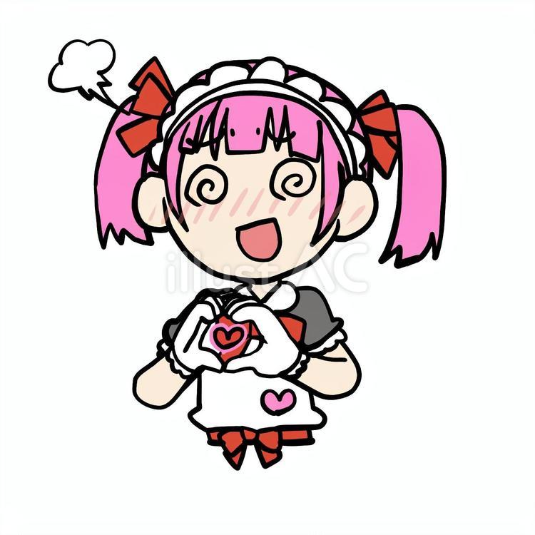 両手でハートを作る混乱するメイド女子 メイド,ハート,混乱のイラスト素材