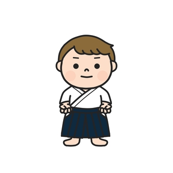 拳を腰に構えて気合いを入れる男の子3 袴,武道,道着,男の子,合気道,弓道,剣道,居相,部活,クラブ活動のイラスト素材