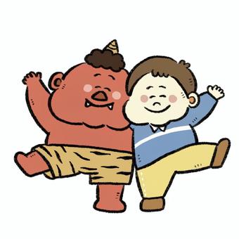 red demon and boy, , JPG and PNG