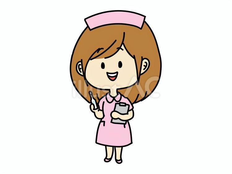 体温計とカルテを持つ看護師さん 女性,看護師,介護士のイラスト素材