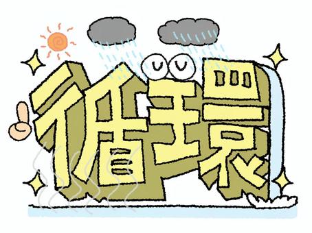 循環 循環 循環,文字絵,立体,フォント,目,可愛い,水,イメージ,pop調,手描きのイラスト素材