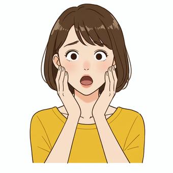A surprising appearance, female, shortcut, brown hair, JPG and PNG
