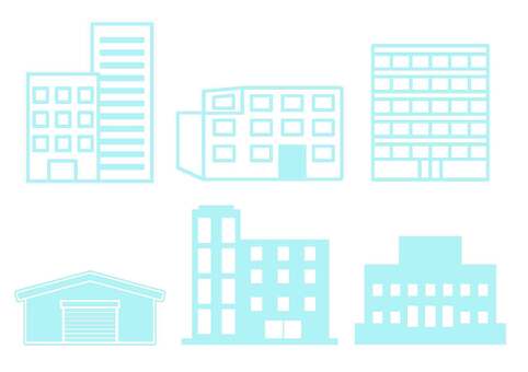 建物アイコンセット ビル,マンション,アパート,会社,正面,窓,オフィス,社屋,企業,経営のイラスト素材