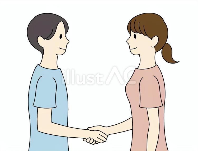 握手する男女(色付き) 握手,男性,女性のイラスト素材
