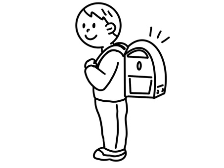 ランドセルを背負った男の子 ランドセル,背負う,男の子,新入学,小学生,かわいい,シンプルのイラスト素材