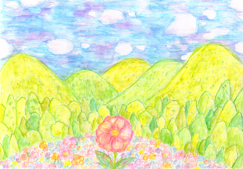 背景風景色鉛筆手描きイラスト 背景風景色鉛筆手描きイラスト 背景,風景,カラフル,壁紙,美しい,綺麗,手描き,水彩,色鉛筆,さわやかのイラスト素材