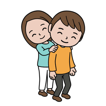 肩揉みする人 肩揉み,リラックス,休憩,いたわり,優しさ,笑顔,仲良し,夫婦,妻,夫のイラスト素材