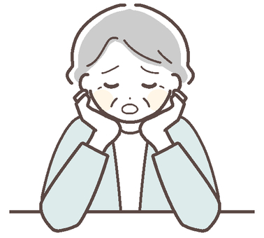 ため息をつく疲れた顔の年配女性 疲れ,疲労,悩む,ため息,年配,女性,シニア,中年,更年期,不調のイラスト素材