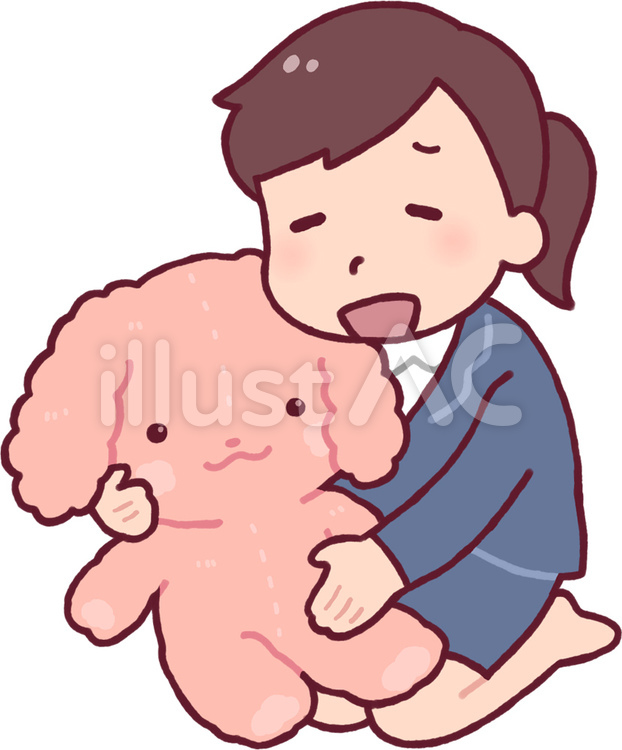 ぬいぐるみを抱くスーツの女性 人物,女性,ぬいぐるみのイラスト素材