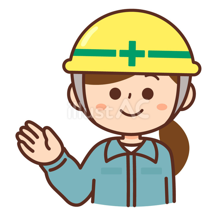 案内をする工事現場の女性作業員 作業員,女性,ヘルメットのイラスト素材