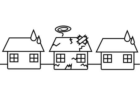 住宅街の中の空き家1 家,住宅,建物,不動産,住居,暮らし,ライフスタイル,ハウス,廃墟,崩壊のイラスト素材