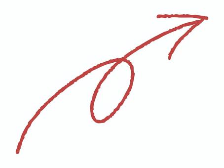 赤ペン風ぐるっと矢印マーク 赤,手書き,矢印,ぐるっと,マーク,指示,注目,線画,ラフ,かわいいのイラスト素材