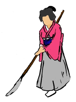 武家屋敷の女中 女中,奥方,婦人,長刀,護衛,守り,武道,江戸時代,襷,着物のイラスト素材