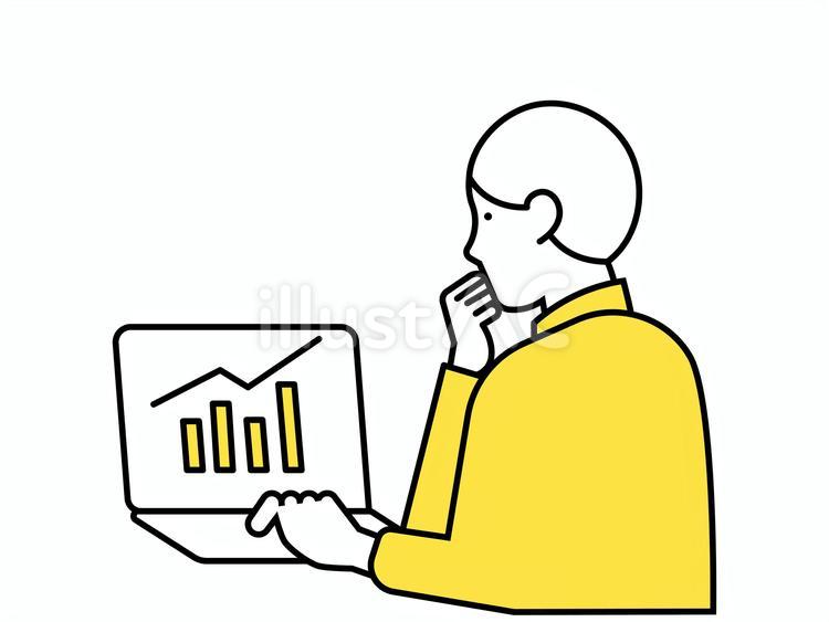 パソコンで仕事をする男性 人物,男性,ビジネスのイラスト素材