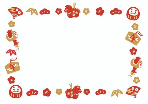 午年年賀フレーム 縁起物いろいろ