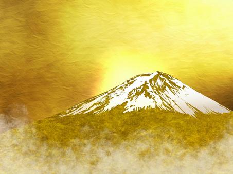 富士山・年賀状の背景などに 富士山・年賀状の背景などに 富士山,背景,粋,飾り,和風,金箔,日本,金色,ピカピカ,キラキラのイラスト素材