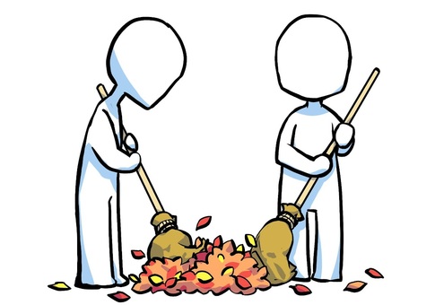 落ち葉掃除をする人たち 落ち葉掃除をする人たち 掃除,落ち葉,秋,公園掃除,強力,棒人間,シンプル,掃除当番のイラスト素材