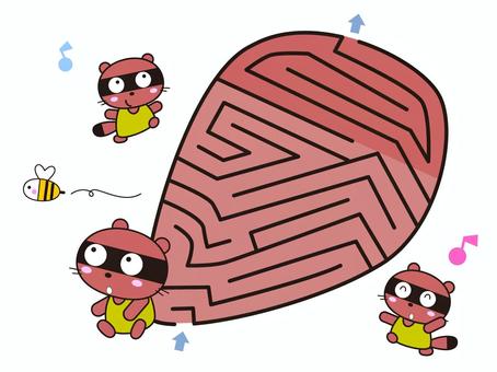 たぬきのしっぽの迷路 迷路,たぬき,かわいい,しっぽ,動物,楽しいのイラスト素材