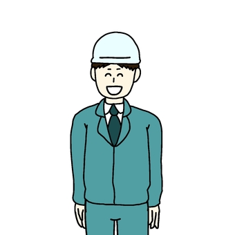 作業服の男性(笑顔) 男性,人物,シンプル,作業服,仕事,ヘルメット,笑顔,ネクタイのイラスト素材