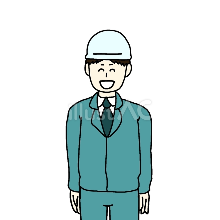 作業服の男性(笑顔) 男性,人物,シンプルのイラスト素材