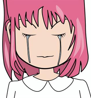 泣くアニメ顔 泣く,悲しい,涙,感動,女子,目,アニメ,顔,ボブ,髪のイラスト素材