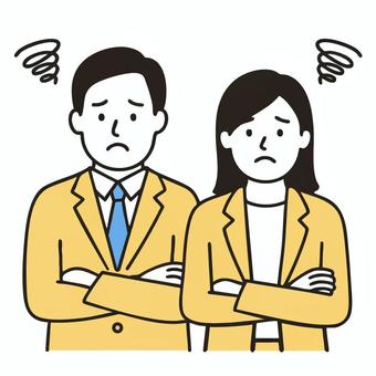 困っているビジネスマン 困っているビジネスマン 人物,考える,困った,腕組み,悩む,2人,若い,人,人々,男性のイラスト素材