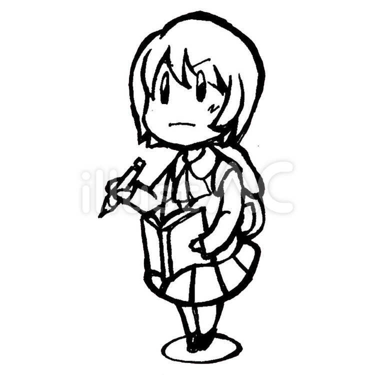 メモを取ろう！ メモ,女の子,中学生のイラスト素材