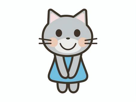 礼儀正しく挨拶するかわいい猫のキャラ 猫,挨拶,礼儀,感謝,かわいい,ありがとう,動物,キャラクター,丁寧,笑顔のイラスト素材
