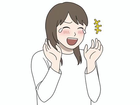 手を叩いて大笑いする女性 女性,白,長袖,爆笑,おかしい,大ウケのイラスト素材