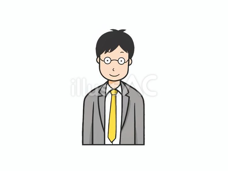 メガネをかけた真面目そうなサラリーマン ビジネスマン,男性,若いのイラスト素材
