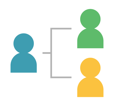 人物の分岐図 人物,組織,フロー,チャート,アイコン,構成,チーム,グループのイラスト素材